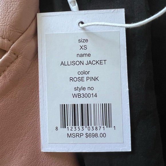 *NEW WITH TAGS* -Walter Baker Allison Leather Jacket in Rose Pink size XS - Picture 7 of 7